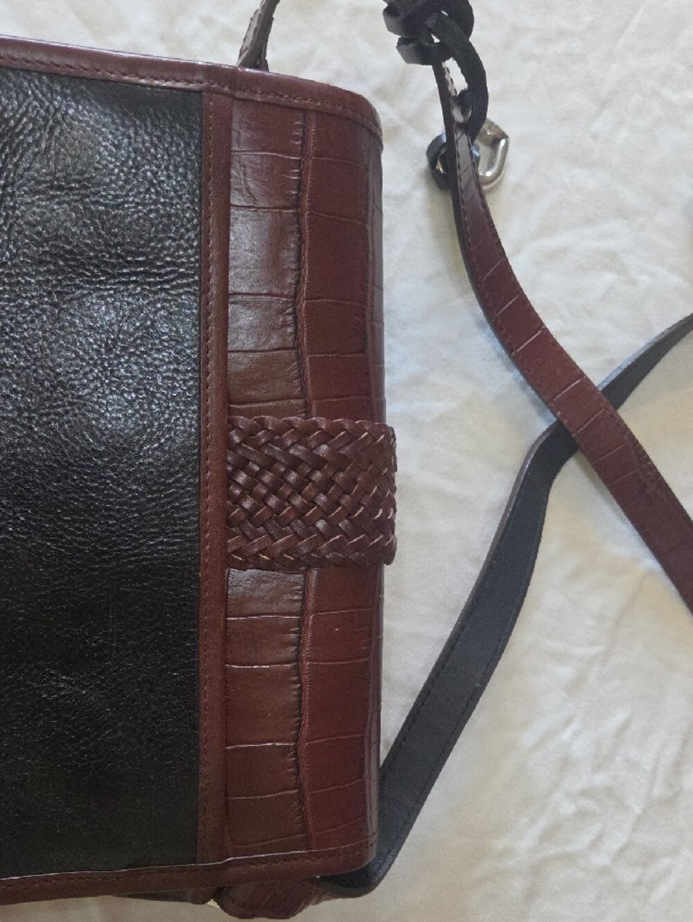 Brown and Black Woven Accent Crossbody Bag - Picture 5 of 7
